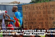 Anti Rwanda Protests Erupts in DR Congo As Protesters burn Portrait of Paul Kagame