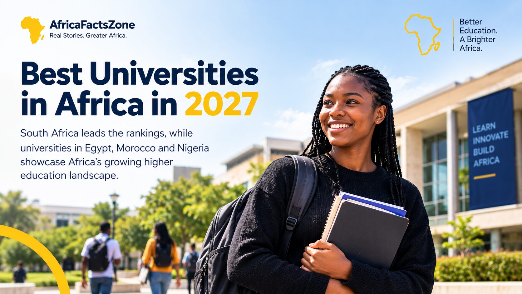 African university student on campus, representing the best universities in Africa in 2027.
